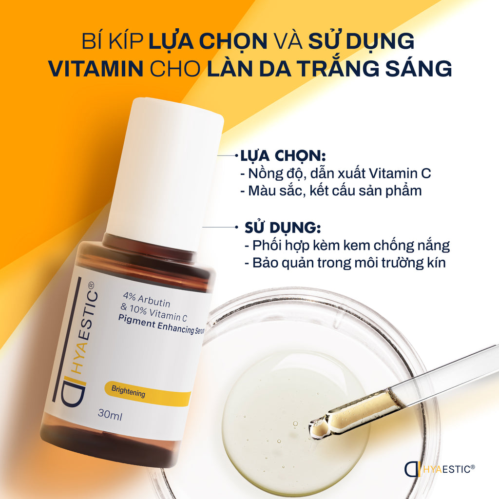 Tinh chất hỗ trợ trị nám và trẻ hóa làn da chuyên sâu Hyaestic Pigment Enhancing Serum 4% Arbutin & 10% Vitamin C (30ml)