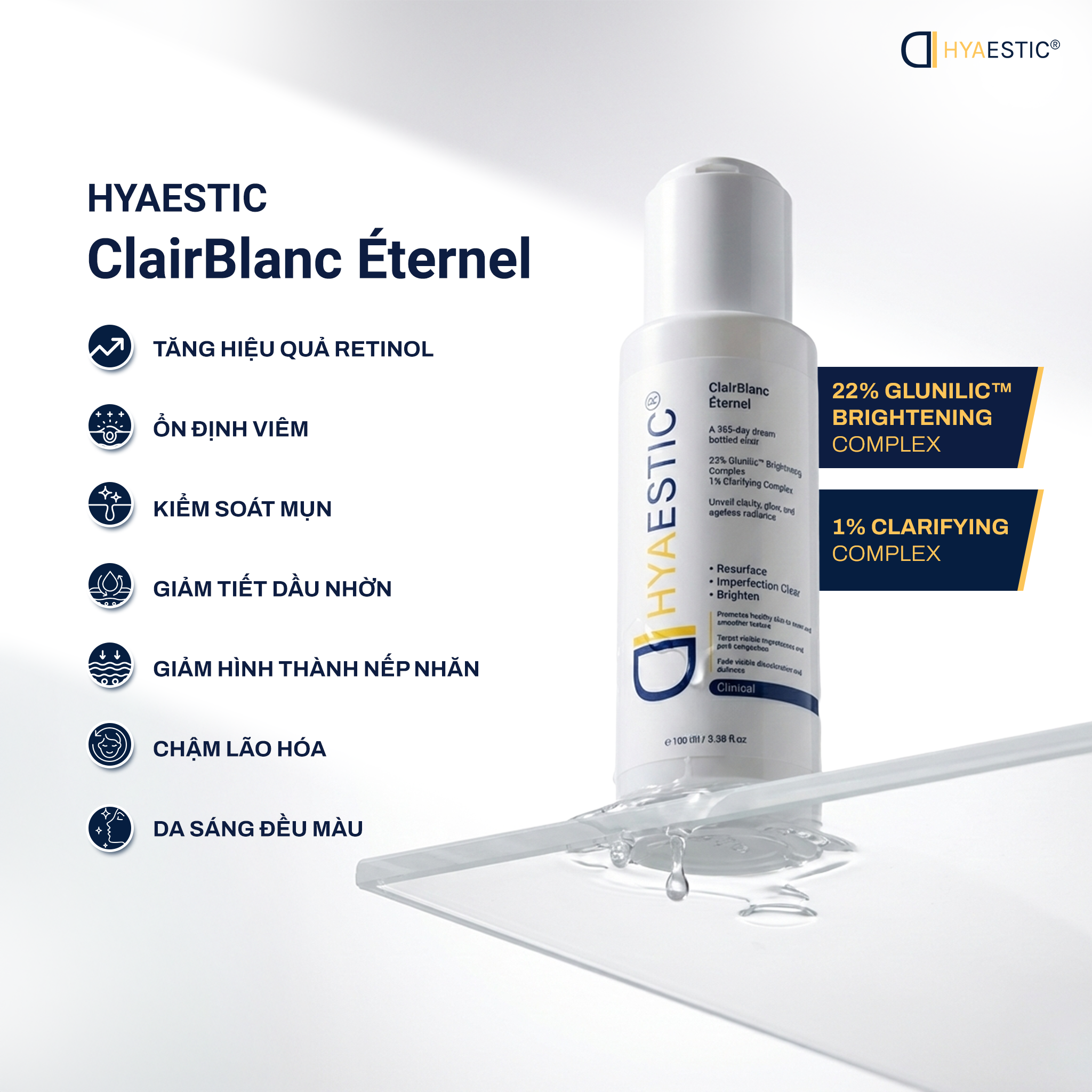 Lotion đa điều trị cho làn da mụn, sắc tố & lão hóa Hyaestic Clairblanc Éternel