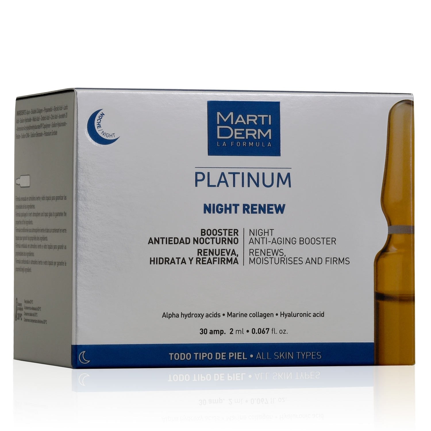 Ampoule Chống Lão Hoá &amp; Tái Tạo Da Ban Đêm 10% AHA - MartiDerm Platinum Night Renew