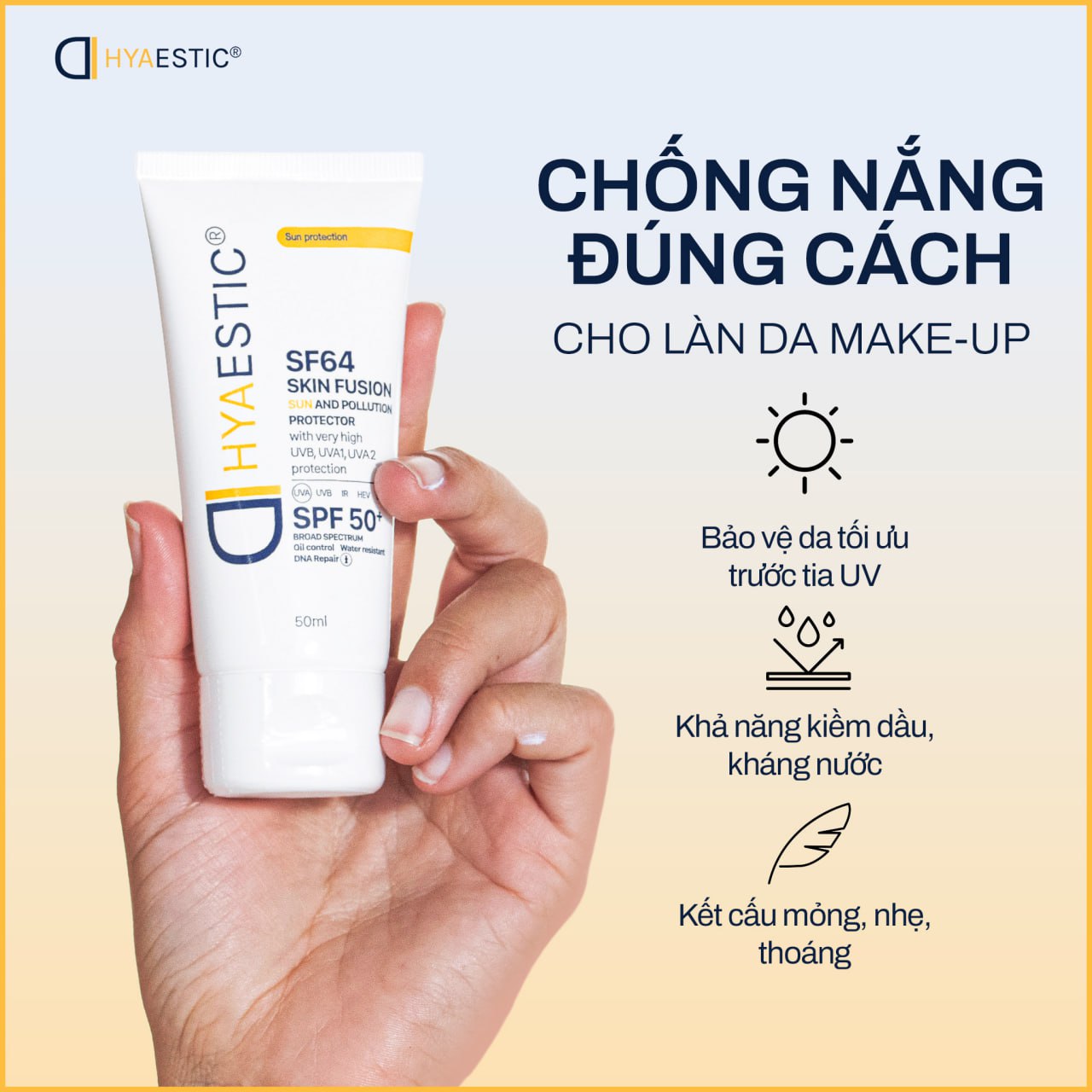Kem chống nắng bảo vệ tối đa Hyaestic Skin Fusion SF64 Sun And Pollution Protector SPF50+