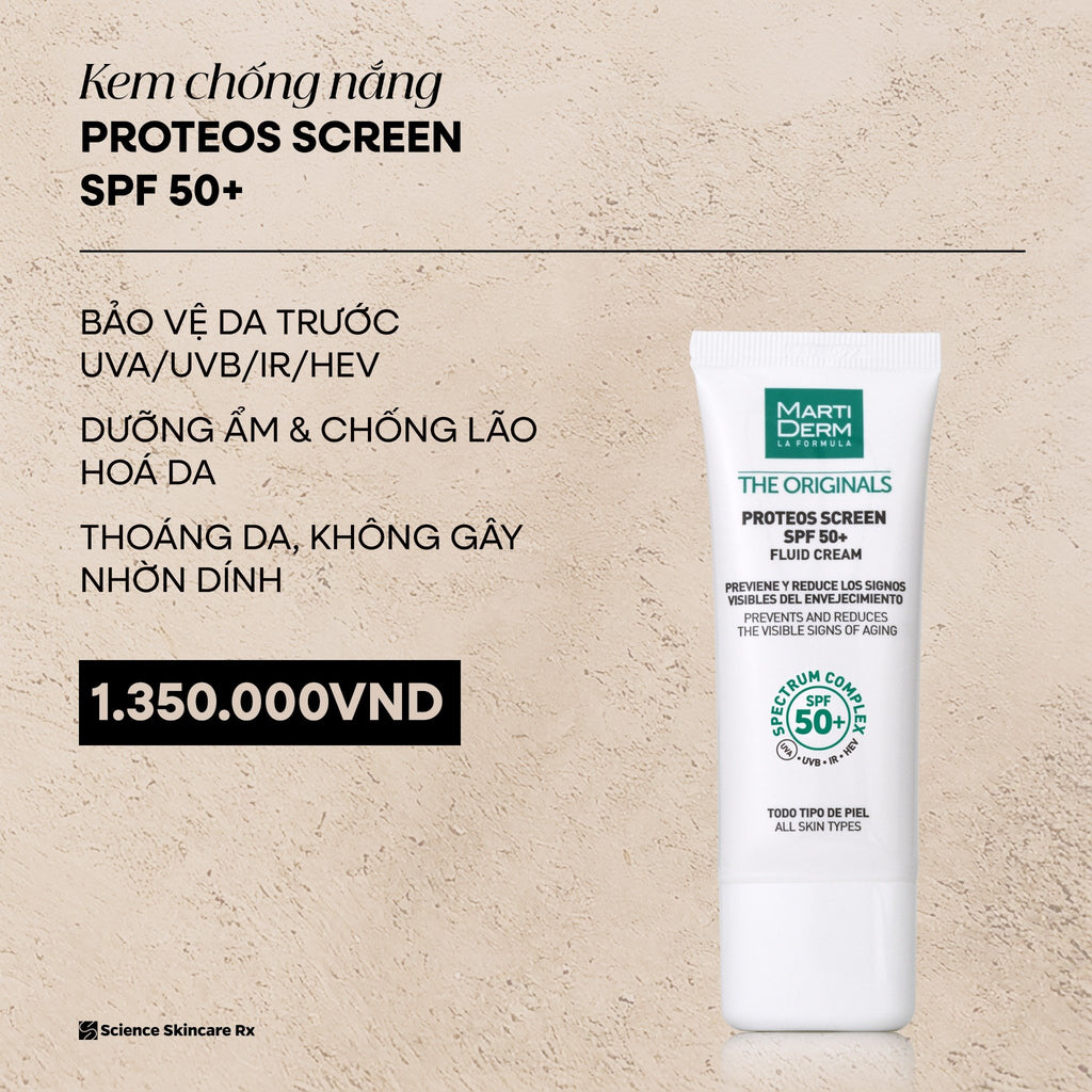 Combo Martiderm &amp; ôi! Ồ! Dưỡng Sáng &amp; Bảo Vệ Toàn Diện 2 Món Proteos Screen SPF50+ Kem Dưỡng Ẩm + Mặt Dưỡng Dưỡng Chống Lão Hóa Da oh!oh! (1 miếng)