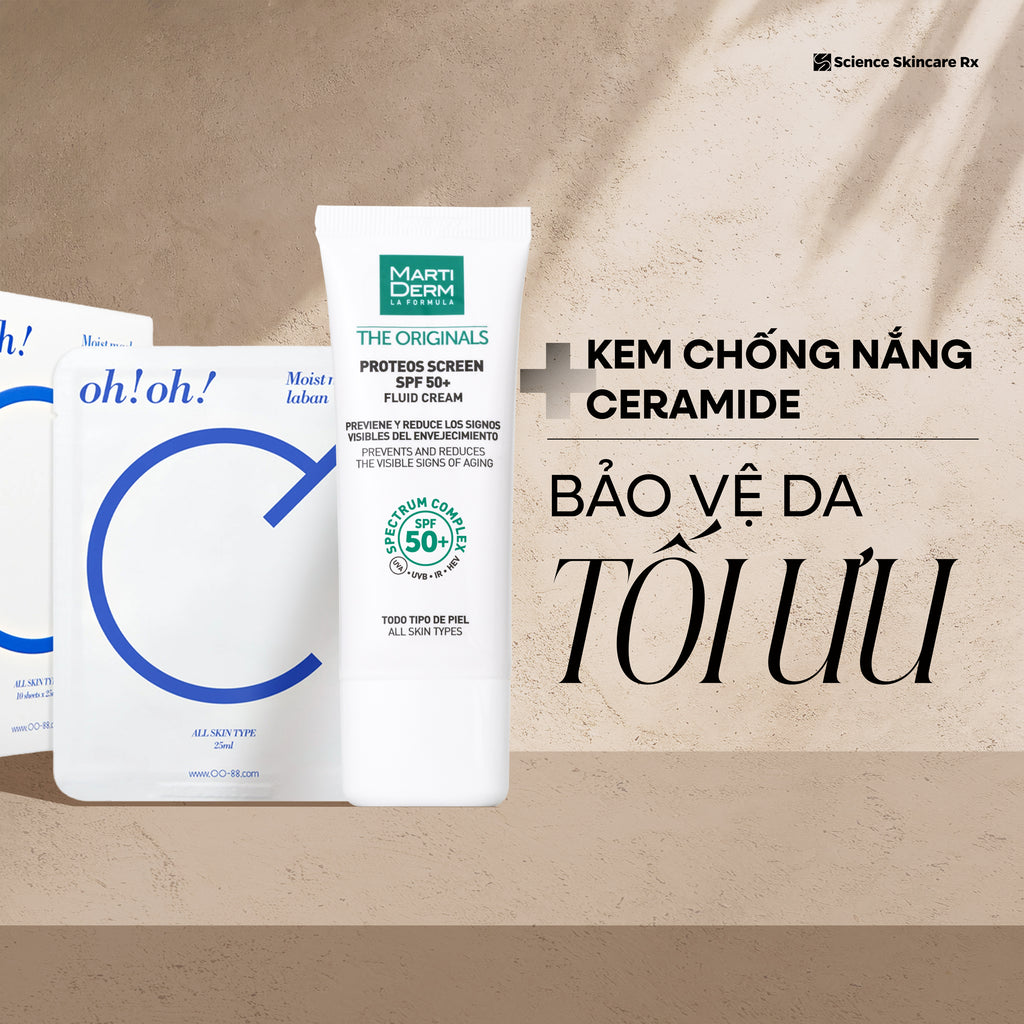 Combo Martiderm &amp; ôi! Ồ! Dưỡng Sáng &amp; Bảo Vệ Toàn Diện 2 Món Proteos Screen SPF50+ Kem Dưỡng Ẩm + Mặt Dưỡng Dưỡng Chống Lão Hóa Da oh!oh! (1 miếng)