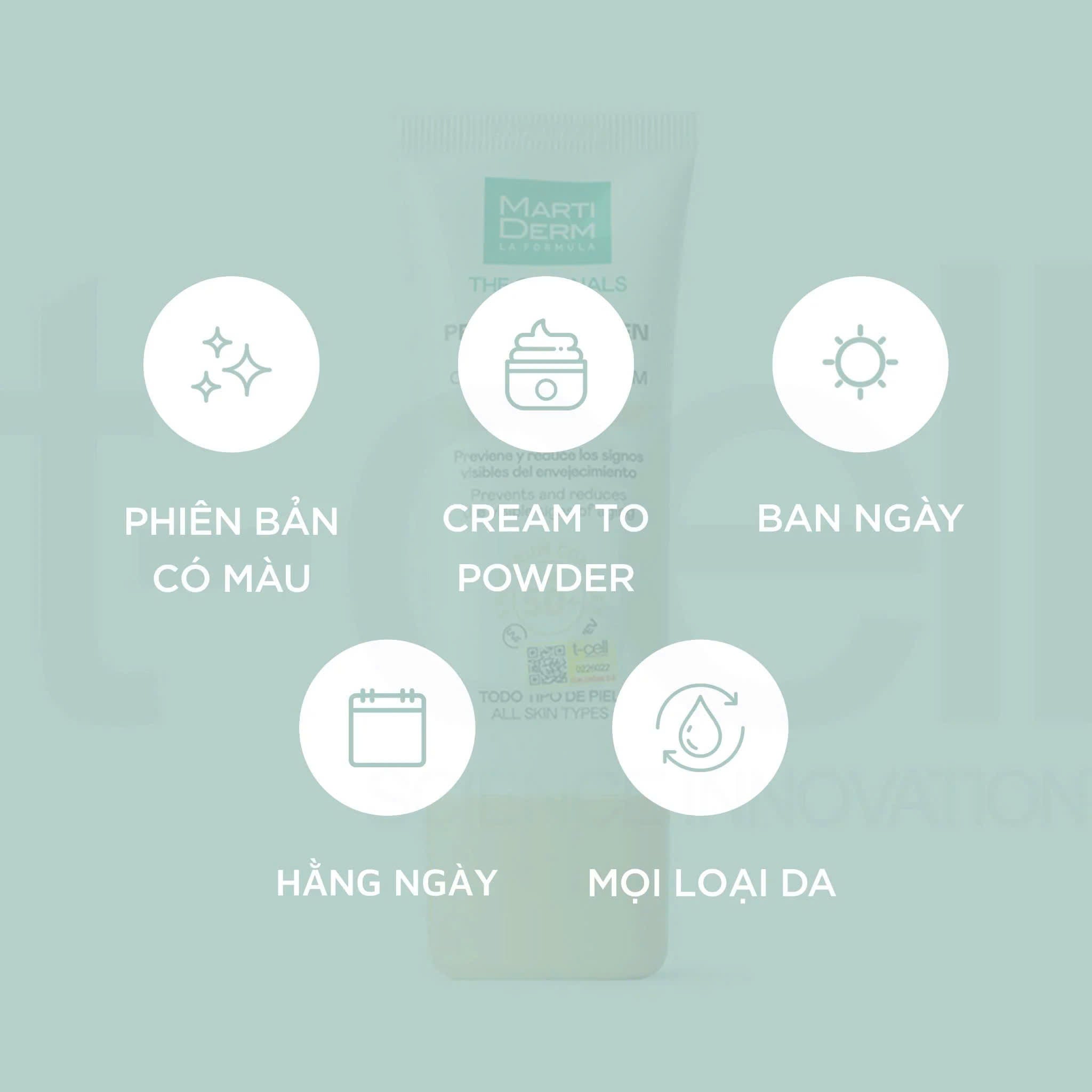 Kem Chống Nắng Làm Mờ Màu Da - MartiDerm The Originals Proteos Screen SPF50+ Kem dưỡng màu (Light) (40ml)